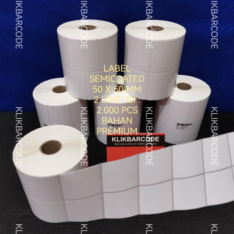 

MURAH STICKER BARCODE LABEL 5 X 5 CM - 50 X 50 MM - 2 BARIS - 2.000 LABEL MURAH