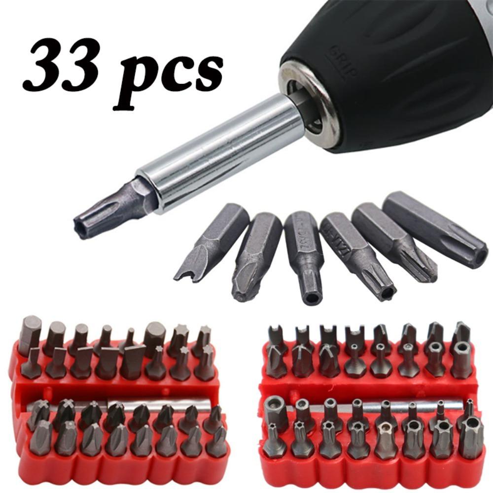 Nanas 33Pcs Kepala Obeng Mini Hand Tool Security Screw Hollow/Solid Tips Screw Kepala Khusus Dengan Extension Bit Holder