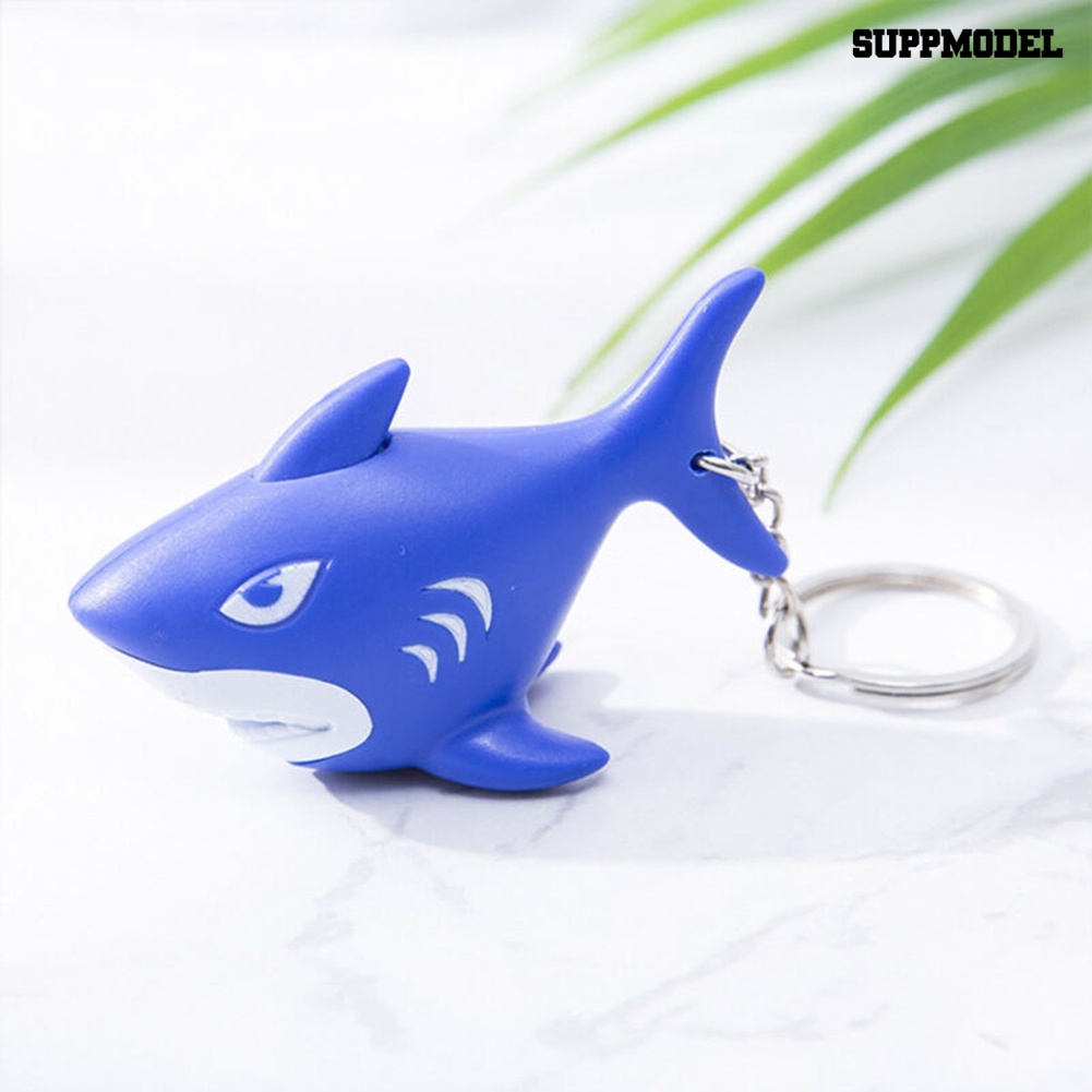 [SM] Hiu Animal Pendant Lampu LED Suara Mini Torch Gantungan Kunci Tempat Kunci Tas Ornamen