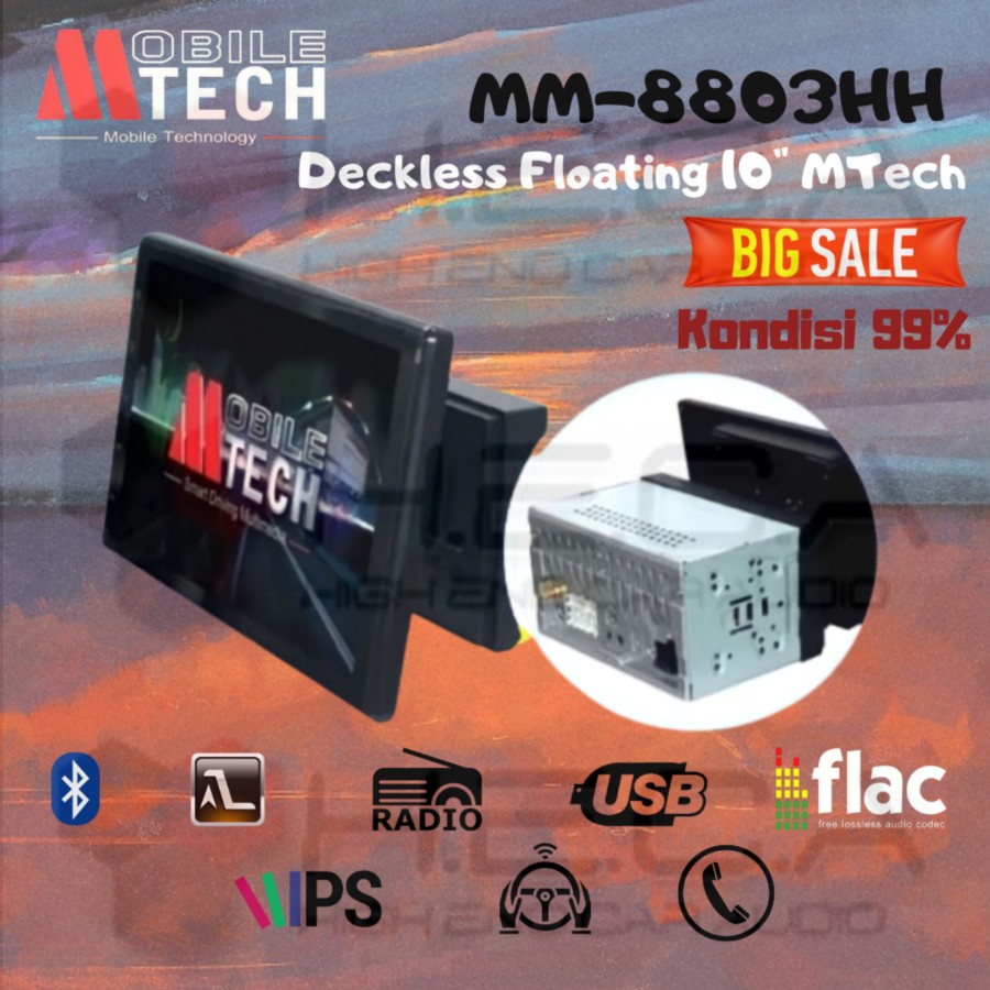 MTech MM-8803 HH Deckless Floating 10 inch Head Unit Tape Audio Mobil