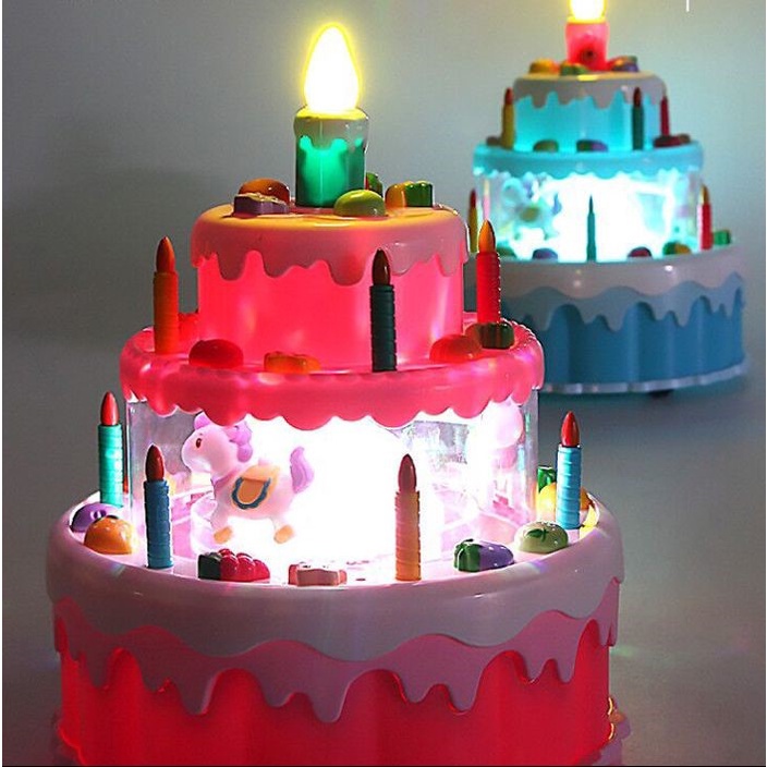 Mainan Anak ELECTRIC ROTARY CAKE Mainan Kue Ulang Tahun Birthday Cake