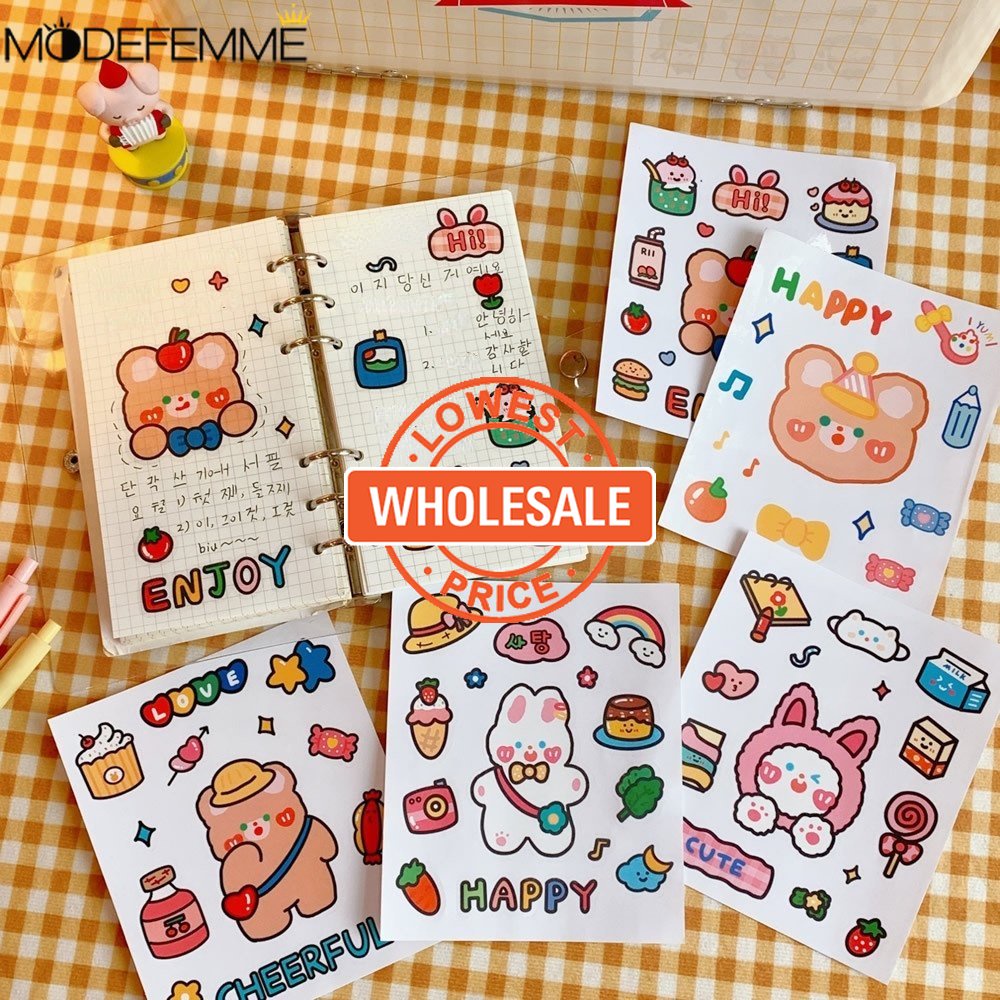 [Wholesale Prices] [Featured] Fun Diy Child Sticker mobile phone diary water cup decoration sticker Dress-up Game Cartoon Face Change Sticker bear cartoon hand account sticker