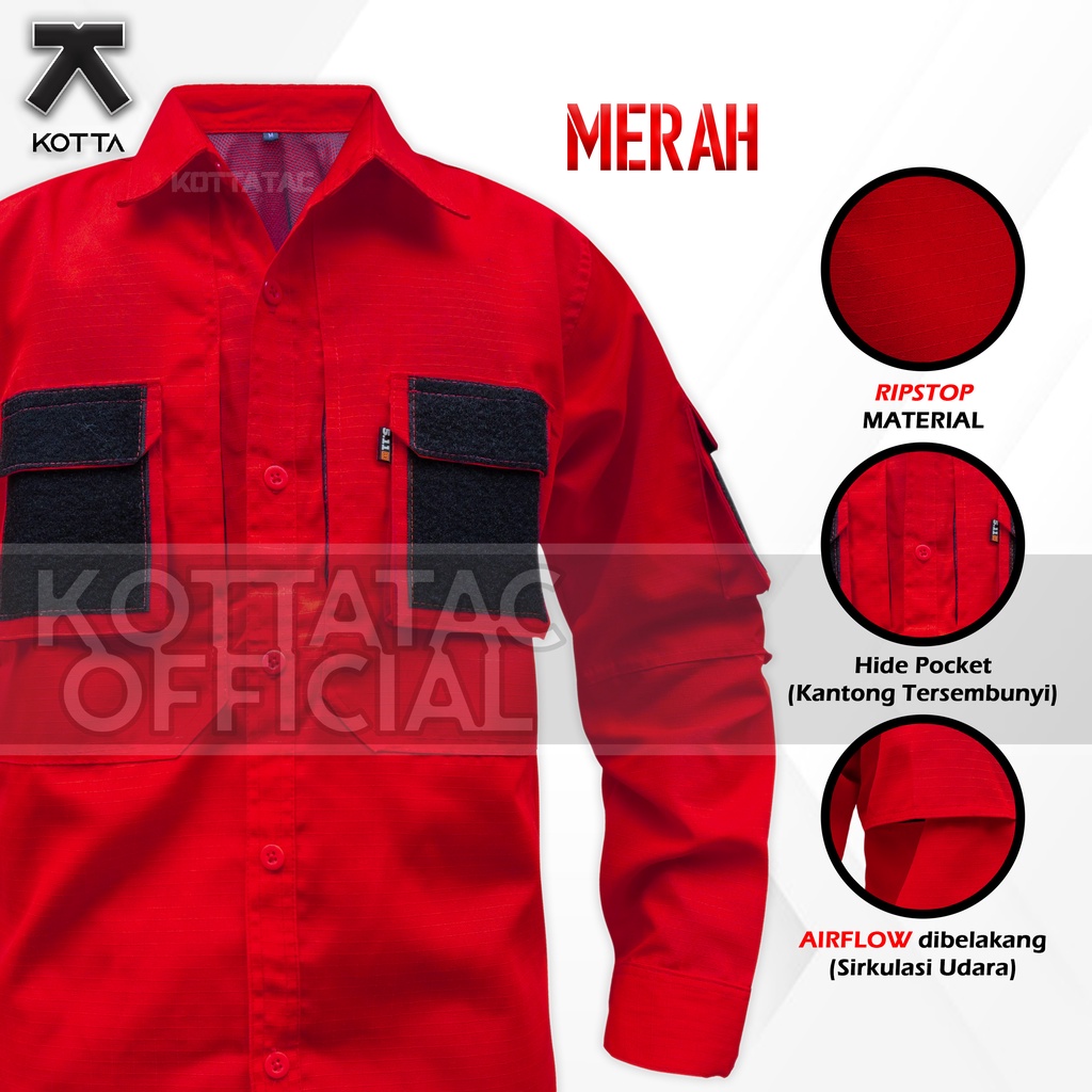 KEMEJA TACTICAL 511 MERAH LENGAN PANJANG - KEMEJA OUTDOOR MERAH - KEMEJA TACTICAL MERAH - KEMEJA PDL KREM - KEMEJA TIM - KEMEJA LAPANGAN