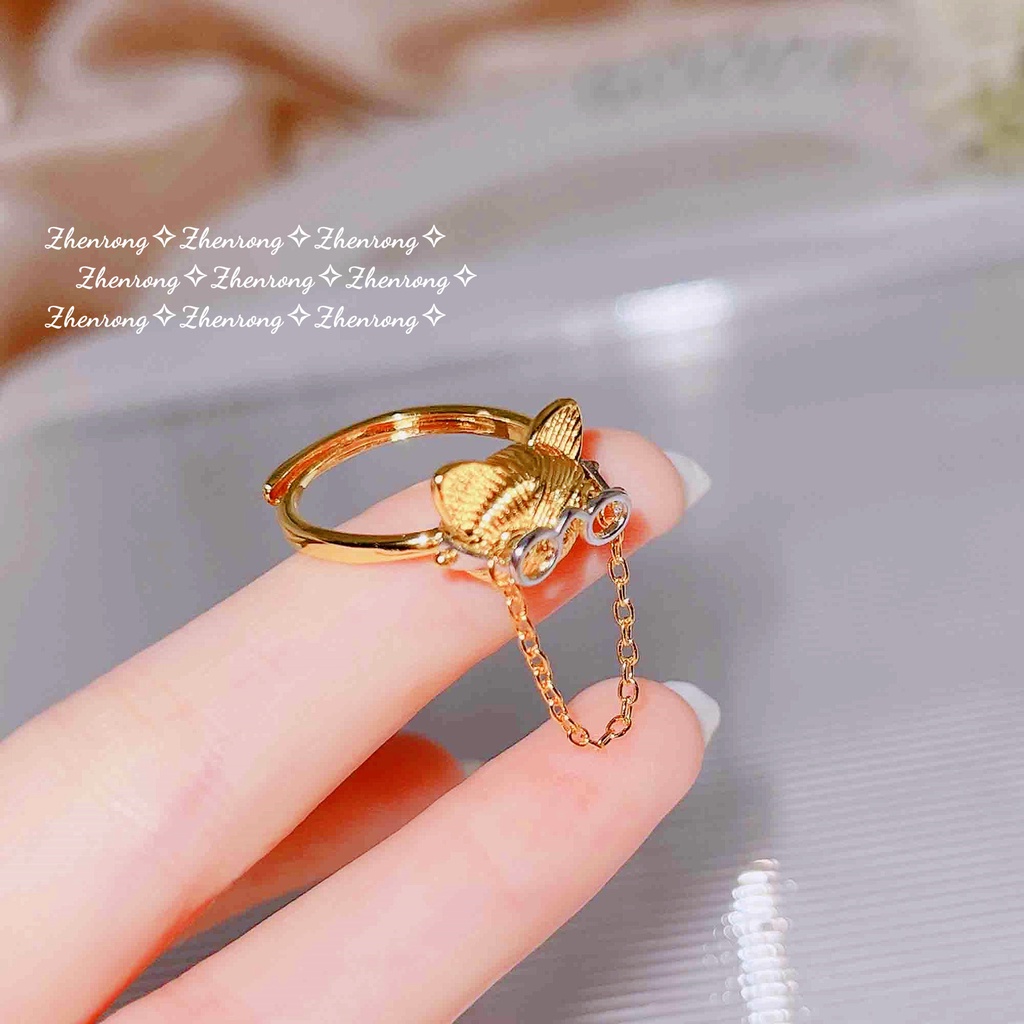 Aksesoris Perhiasan Fashion Goldkingdom Ready Stock Handmade Brushed Cat Dr. Cincin Emerald Lucu Kartun Adjustable Cincin Mengirim Pacar