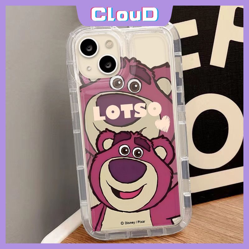 Oppo A15 A17 A77 A95 A3s A57 A5s A55 A17K A7 A12 A54 A16 A5 A9 A74 A16s A16K A92 A1K A77s A12E A72 A16E A53 A33 A31 A52 A15s A35 Soft Tpu Cute Stawberry Bear Airbag Shockproof Case