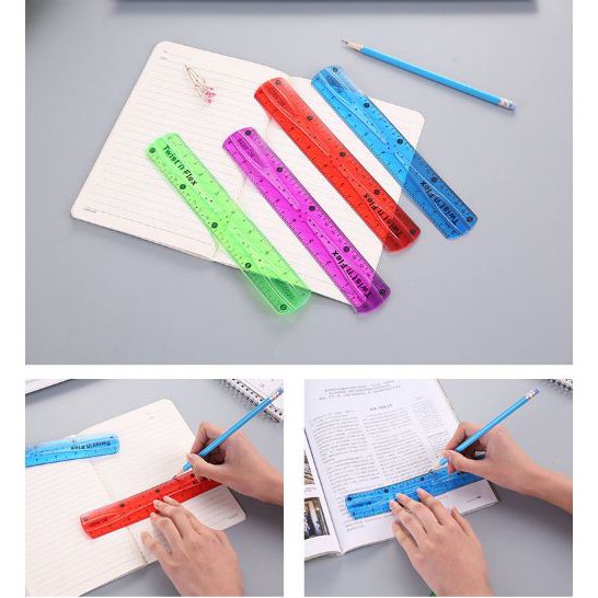 Penggaris Panjang  Lentur Flexible Ruler 20 cm 8 inch Transparant Multiwarna