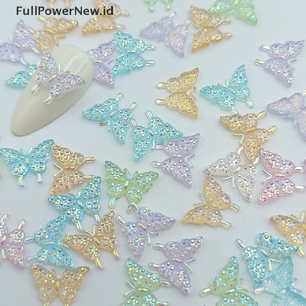 Power 50pcs 3D Resin Nail Ch Warna Campur Butterfly Nail Parts Aksesoris ID
