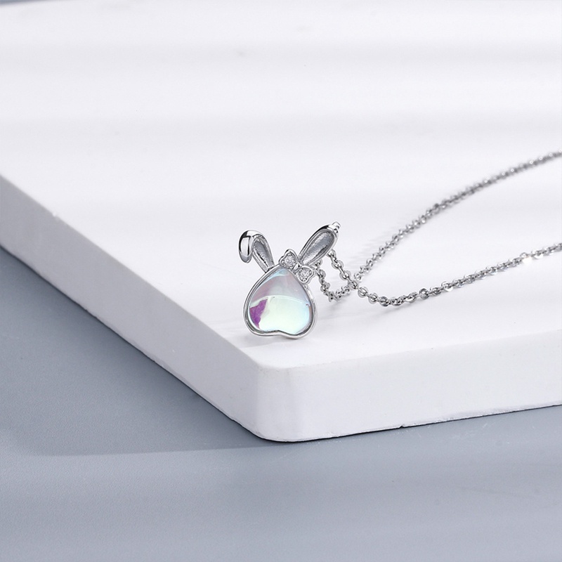 Moonstone Bunny Kelinci Liontin Tembaga Kalung Wanita Gadis Hadiah Ulang Tahun Yang Indah Hadiah Valentine