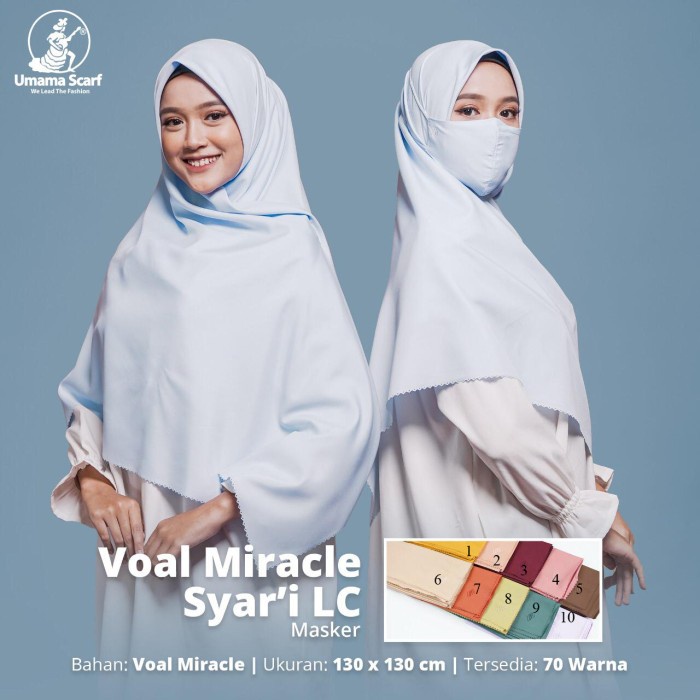 Jilbab Voal Miracle Plain Syar'i with Masker by Umama Scarf Motif 5 - 3