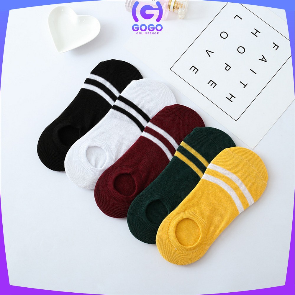 GOGO-P53 Kaos Kaki Pendek Dewasa Motif Garis Ankle Sock / Kaus Kaki Semata Kaki Short Socks Import