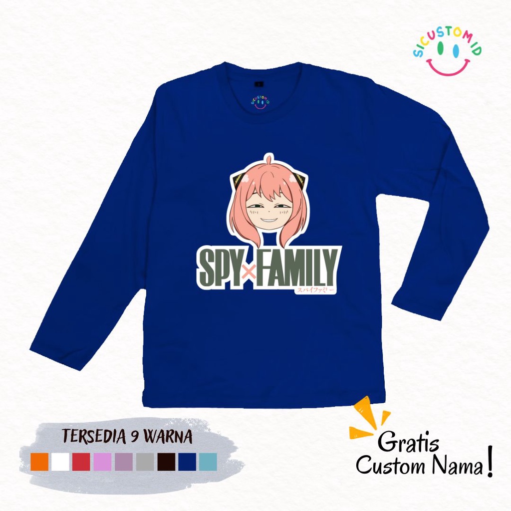 TERLARIS BAJU KAOS ANAK COWOK/CEWEK TANGAN PANJANG CUSTOM NAMA ANIME SPY X FAMILY ANYA FORGER