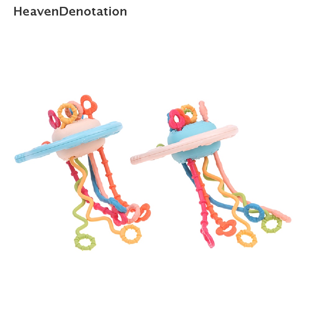 [HeavenDenotation] Bayi Montessori Tarik String Perkembangan Sensorik Mainan Silikon Tarik Travel Mainan HDV
