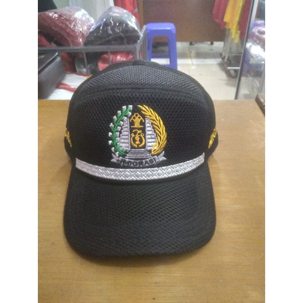 Topi Jaring Imigrasi Logo List Putih