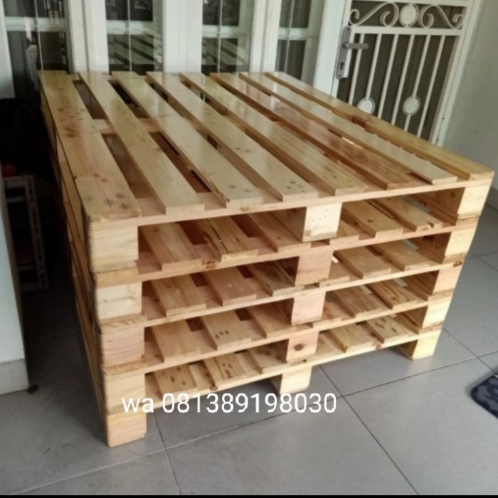 Terlaris Palet Kayu Tatakan Tempat Tidur 120X100X14Cm Vernis Anti Rayap
