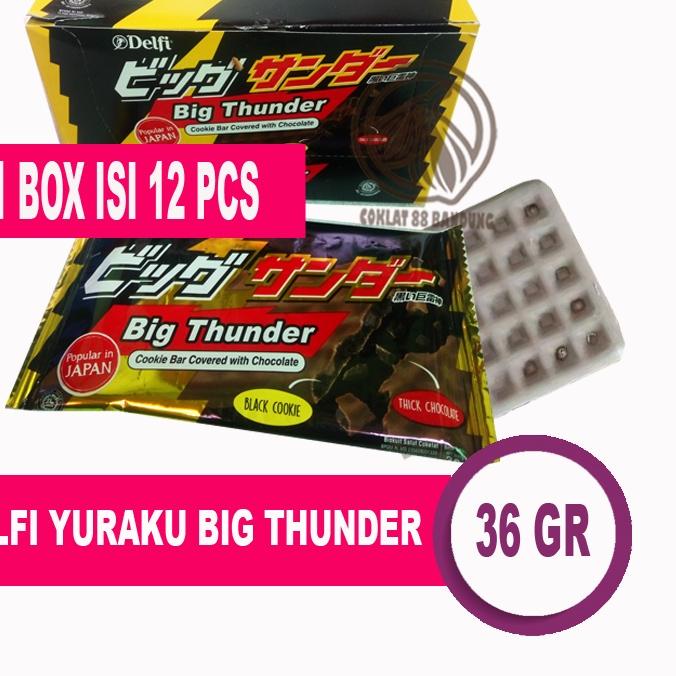 

♚ Delfi Big Thunder 36gr Isi 12pcs X 36 gram Box Cokelat, Coklat Delfi Yuraku Tunder 12 X 36 gr Cookie Bar With Covered Chocolate ➫