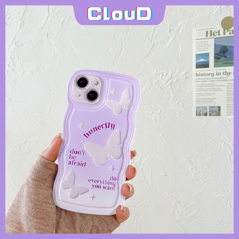 Romance Butterfly Soft Case Vivo Y17 Y35 Y22 Y11 Y12 Y15 Y30 Y16 Y91C Y21 Y91 Y55 Y22s V23E Y75 V21 V20 Y15s Y21s Y15A Y20 Y12s Y33s T1 Y11s Y12i Ungu Gradasi Penutup Tepi Bergelombang