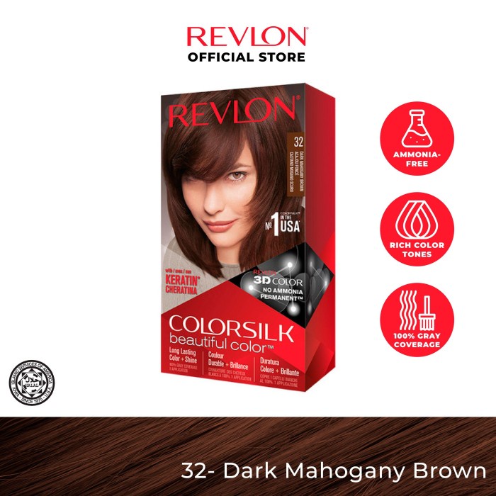 ✿ BISA COD✿ Revlon Colorsilk Hair Color Cat Rambut - 32 Dark Mahogany Brw