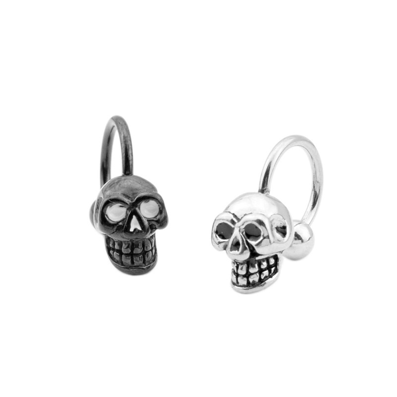 T Anting Baja Titanium Anting Kepala Hantu Anting Gaya Punk Gelap Anting Tindik Pria Wanita Anting Gaya Hip-Hop