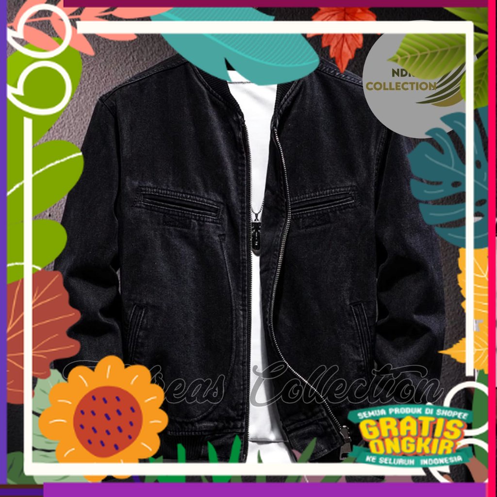 COD/BAYAR DITAMPAT JAKET BOMBER HITAM PREMIUM / JAKET BOMBER /JAKET DENIM / JAKET BLACK / JAKET PREM