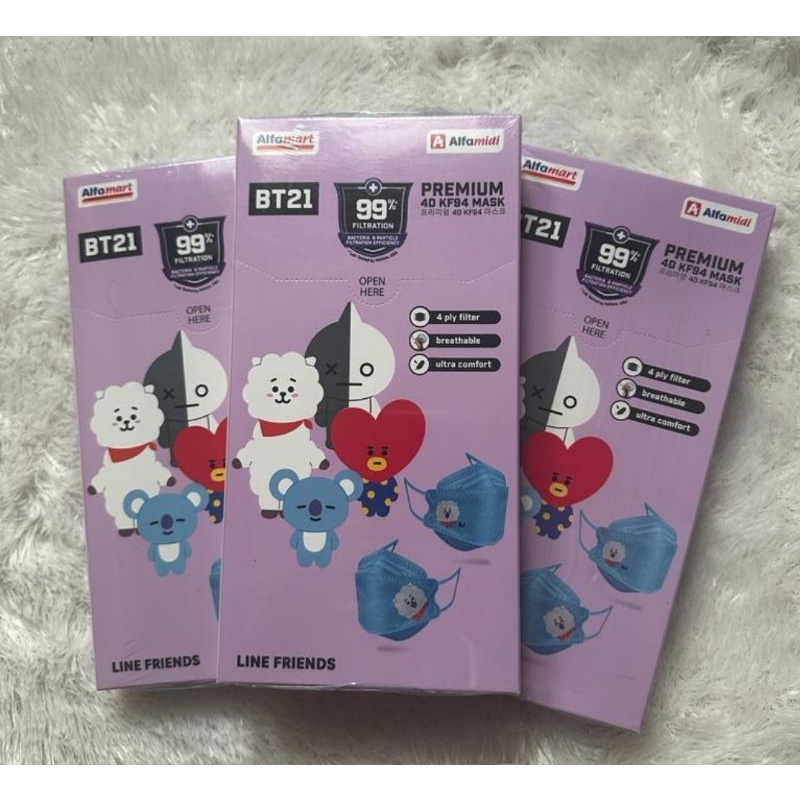 Masker Premium 4D KF 94 Masker BT21 Alfamart - Ungu
