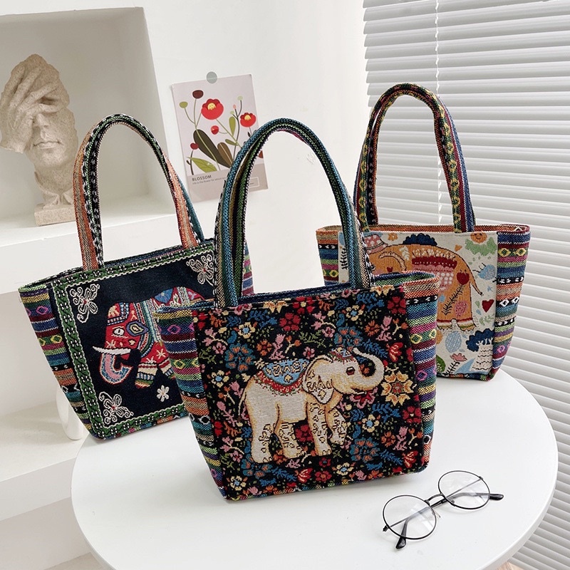 MAANGE Tas Tote Motif Gajah Wanita Import Tas Totebag Handbag 1275