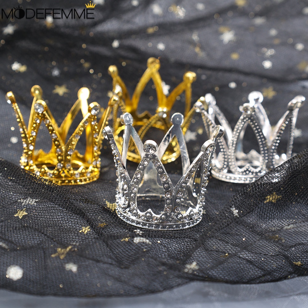 Mahkota Mini Ornamen Kue Makanan Penutup Halus Top Dekorasi Ulang Tahun Pernikahan Pesta Dekorasi Perlengkapan Shiny Zircon Crown Headwear