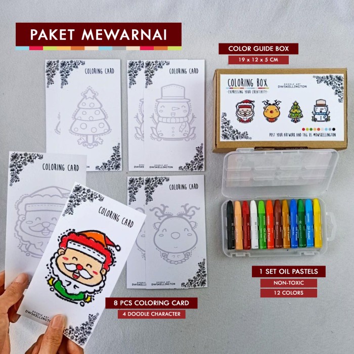 

DISKON SHOPEE/ Paket Mewarnai Anak Coloring Box Christmas Natal Kartu Gambar Melukis - TANPA KRAYON