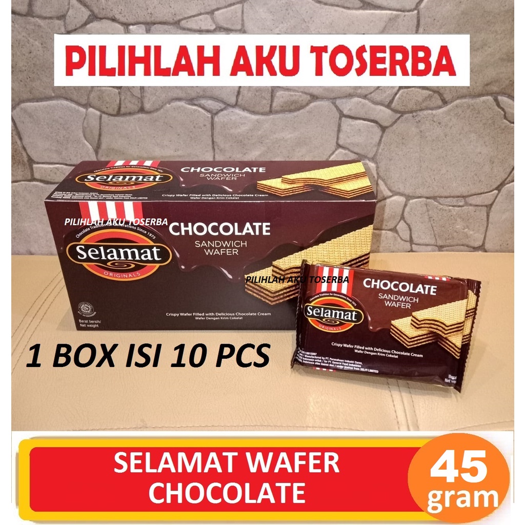 

Selamat Wafer CHOCOLATE / COKLAT 45 g - ( HARGA 1 BOX ISI 10 PCS )