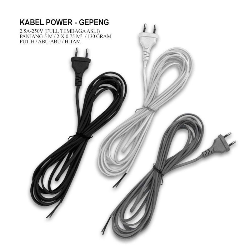 5M ASLI TEMBAGA KABEL POWER / KABEL AC 220V / KABEL BUNTUNG / KABEL LISTRIK Kabel Sambungan + Colokan Listrik Panjang 5M