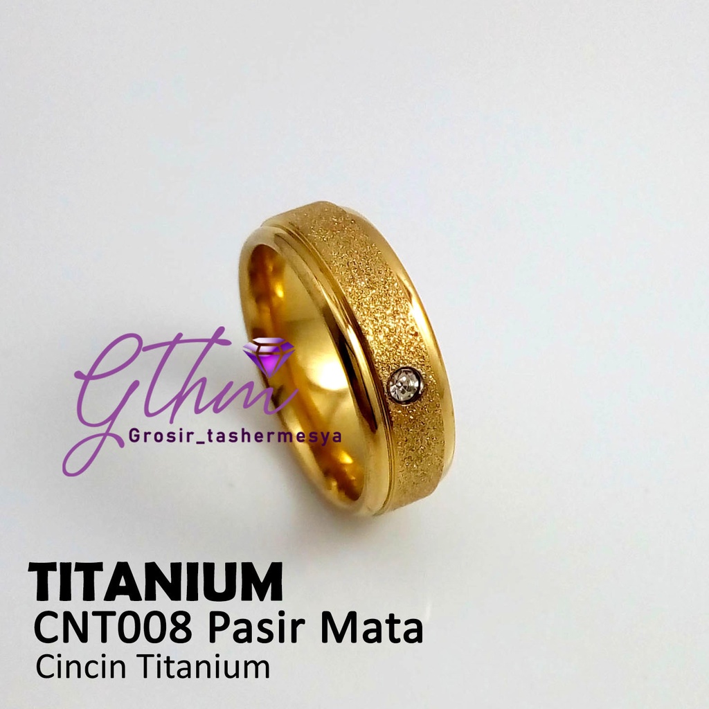 GTHM titanium cincin couple pasir Mata mewah untuk tunangan, pacaran cowok cewek laki perempuan cnt010