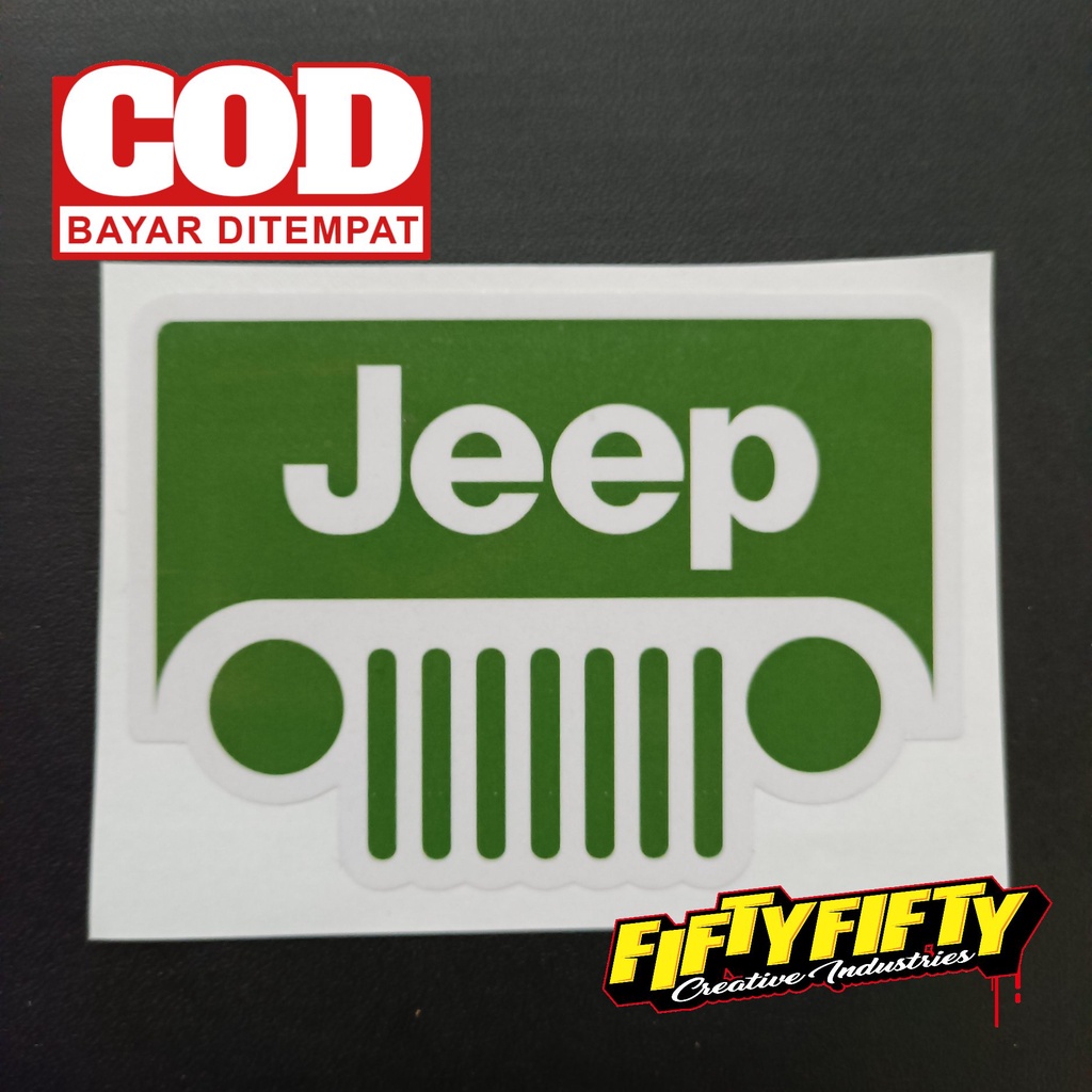 Stiker Print Cut JEEP Stiker Printing Laminasi Glossy Stiker Motor Mobil Helm Sudah Membentuk Pola Desain