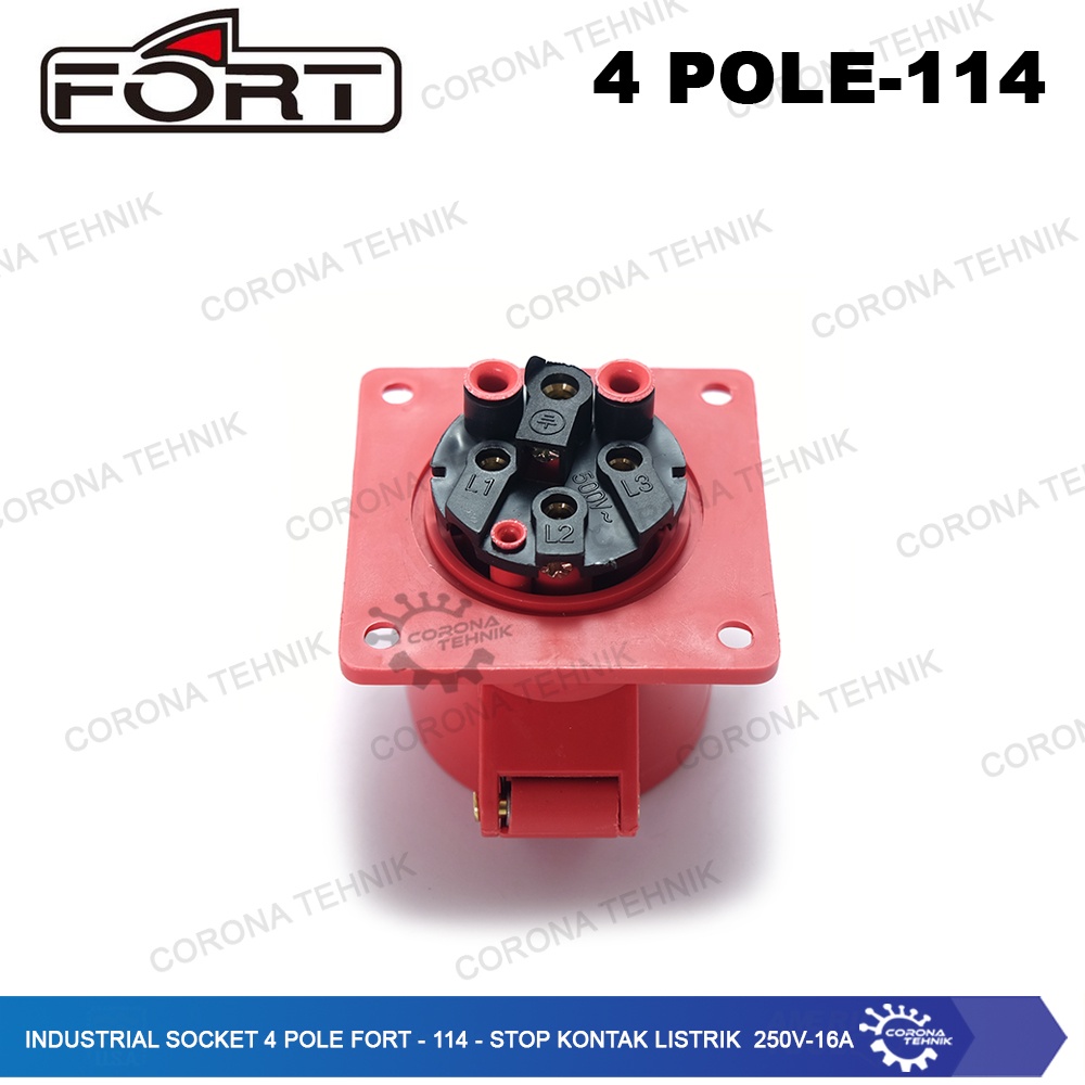 FORT - 114 - Stop Kontak Listrik 250V - 16A Industrial Socket 4 Pole