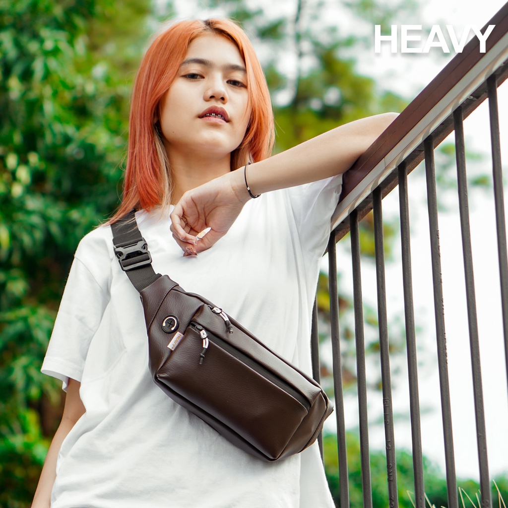 Tas Waistbag Heavy Sintectik PU Leather Premium | Tas Pinggang Pria Heavy