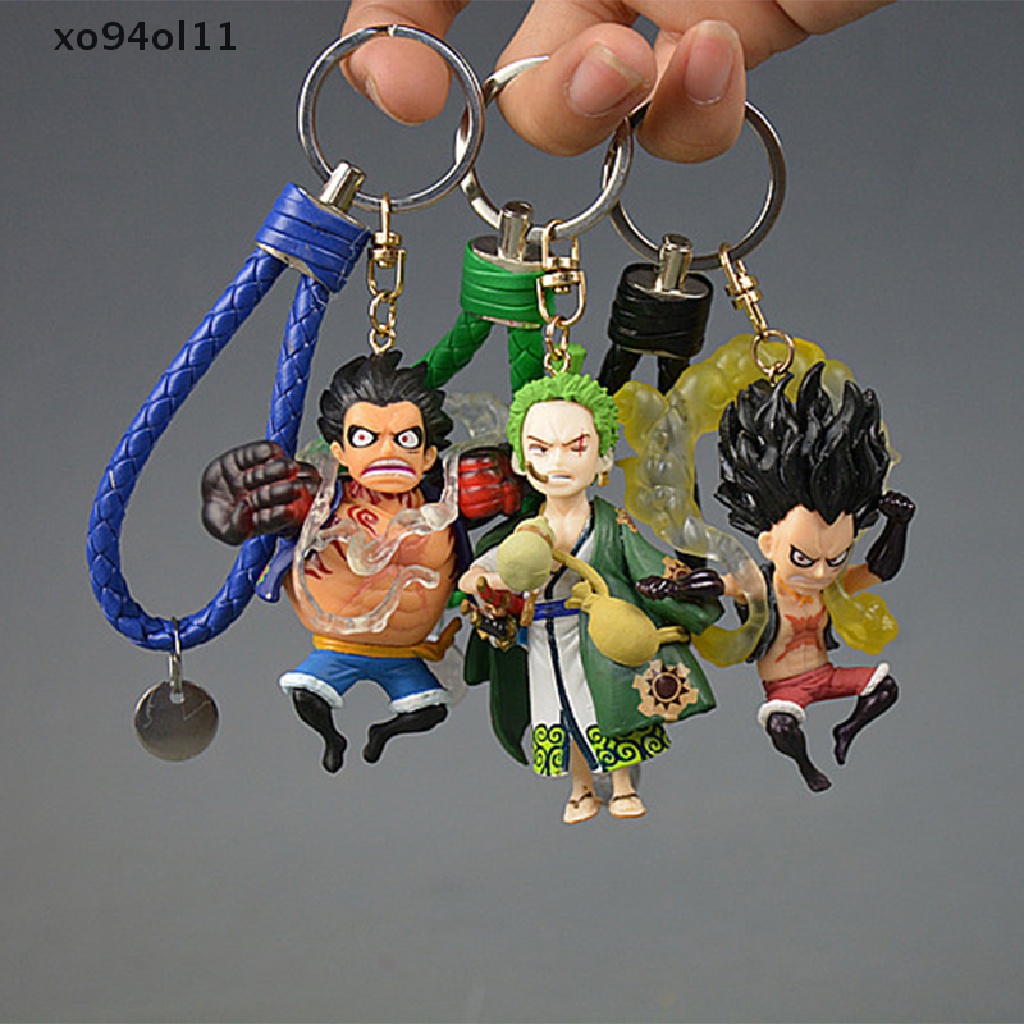 Xo Action One Piece Gantungan Kunci 3D PVC Luffy Zoro Sanji Figure Model Mainan Tas Liontin OL