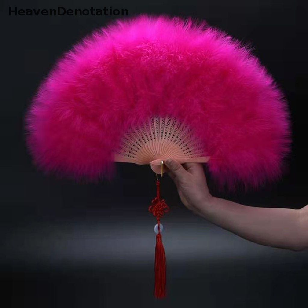 [HeavenDenotation] Kipas Lipat Bulu Gadis Peri Manis Jepang Gothic Court Dance Hand Fan HDV