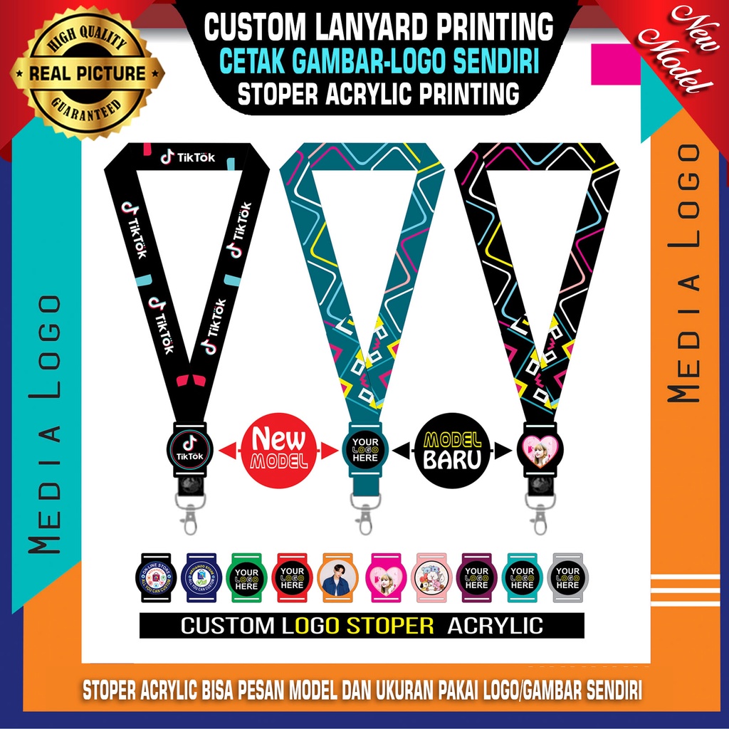 

(Paket Custom) Custom Lanyard Printing + Custom Stoper Acrylic Cetak Gambar/Logo (Model Baru)