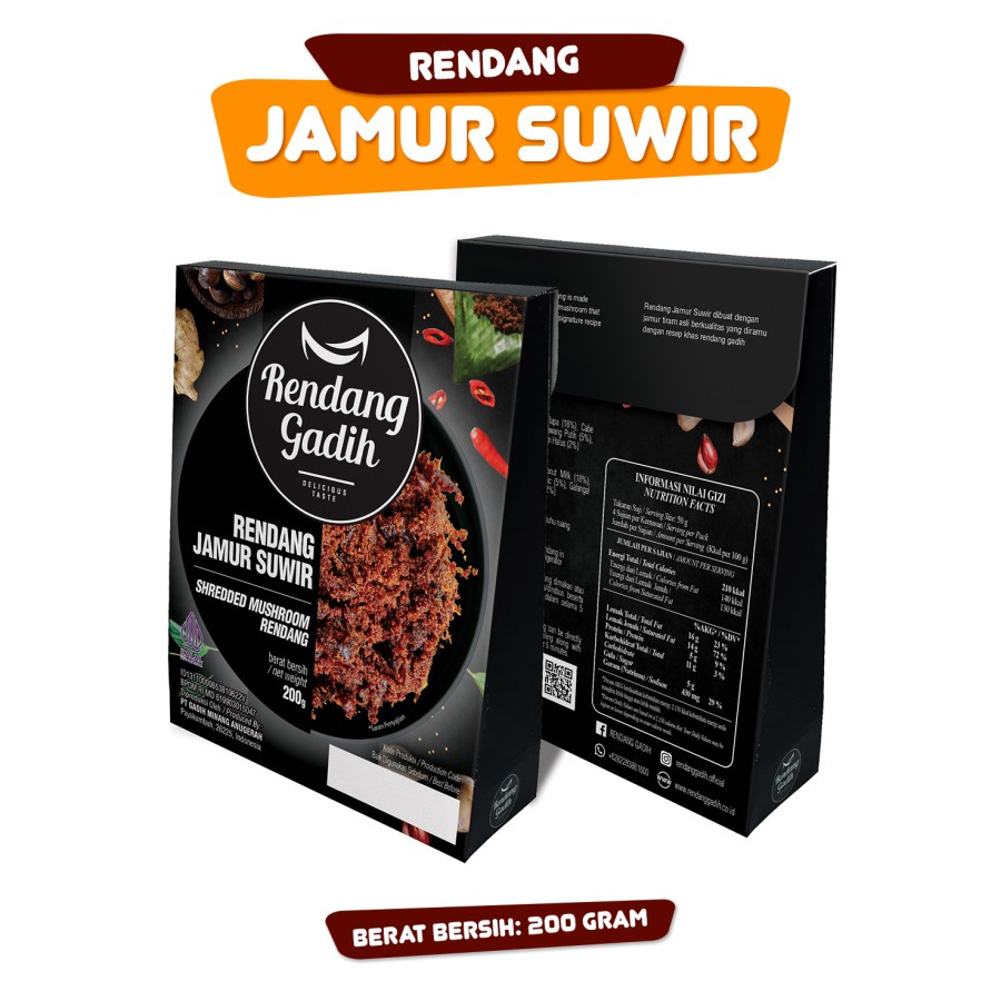 

Rendang Jamur Suwir Rendang Gadih Asli Padang vegetarian tanpa daging payakumbuh makanan siap saji