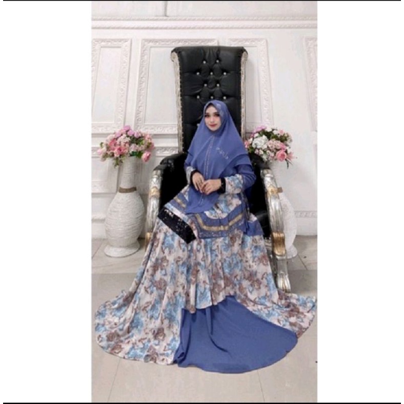 Set Gamis Syari Ceruty Mix Swarovski by Elzisha Label / Gamis Syari Terbaru Mix Swarovski / Gamis Le