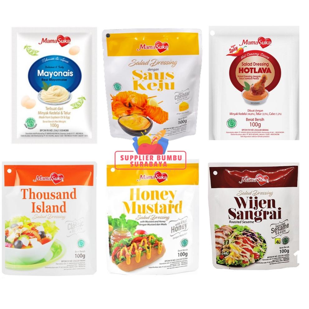 

Y90 MamaSuka Salad Dressing Thousand Island Roasted Sesame Honey Mustard Cheesy Mayonaise Sachet 100g TREND KEKINIAN シ