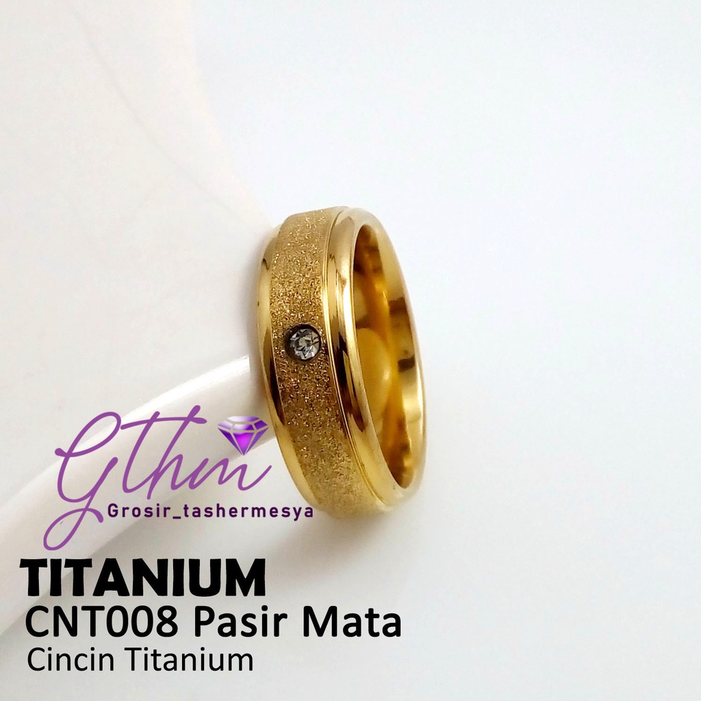 GTHM titanium cincin couple pasir Mata mewah untuk tunangan, pacaran cowok cewek laki perempuan cnt010