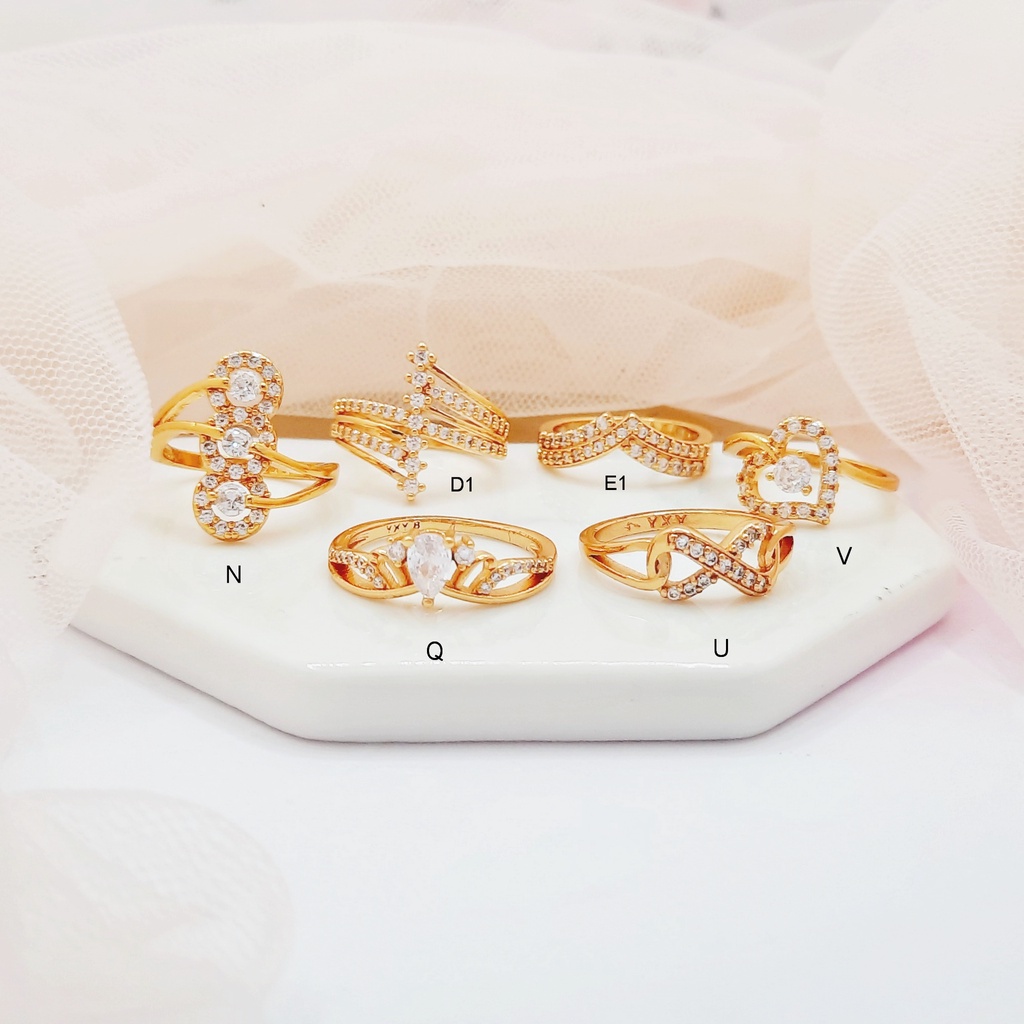 Cincin Xuping Bulat Silang Jaring Lapis Emas Gold Zircon - BR456