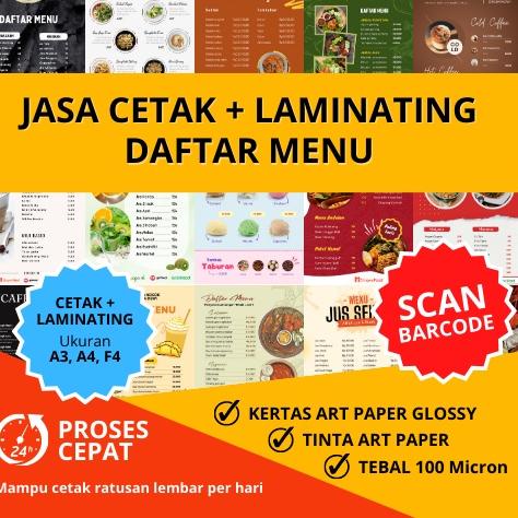 

O40 Cetak Daftar Menu | Barcode | QR | Ukuran A3 A4 F4 PRODUK TREND ⇰