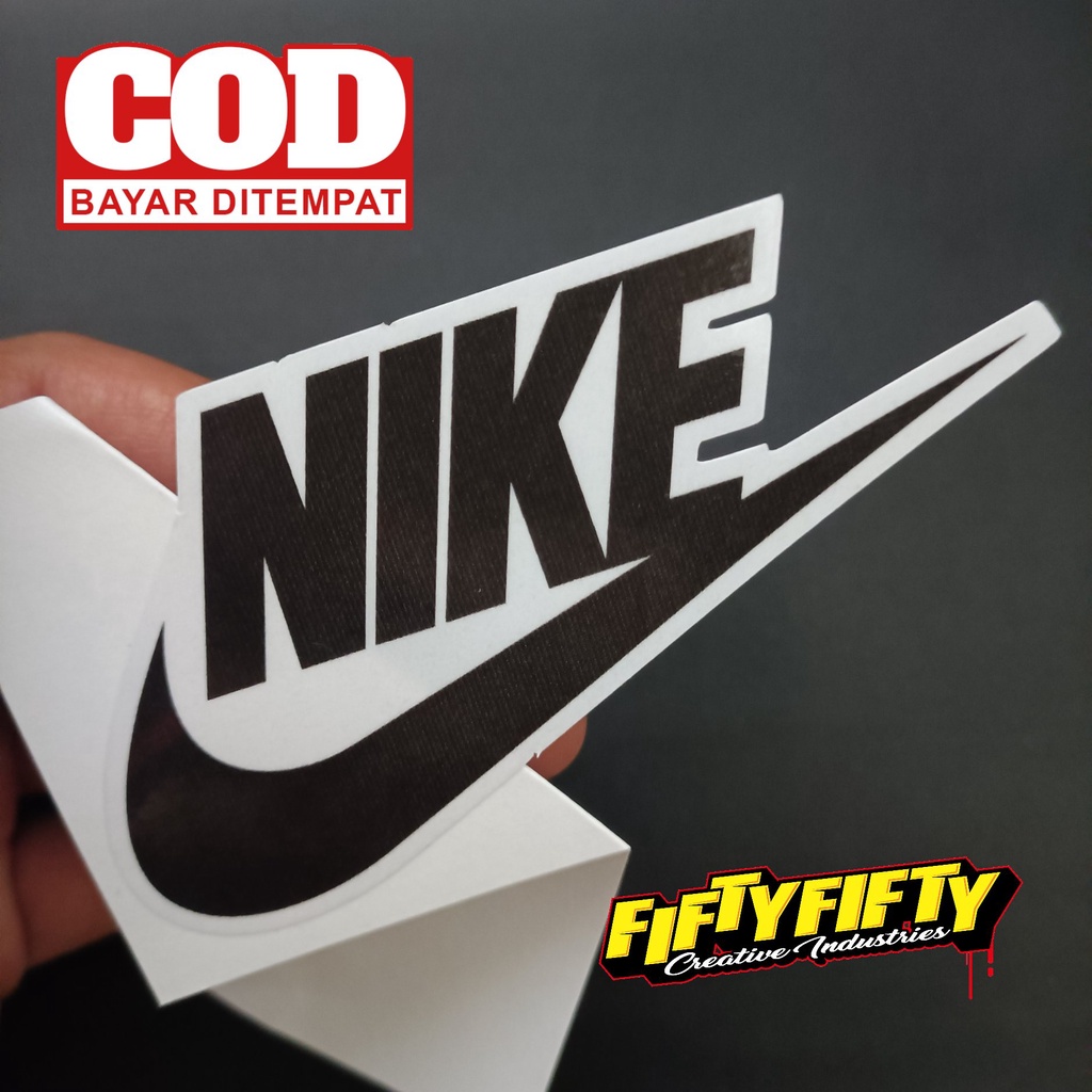 Stiker Print Cut NIKE Stiker Printing Laminasi Glossy Stiker Motor Mobil Helm Sudah Membentuk Pola Desain