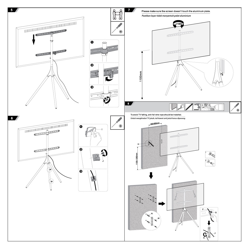 Bracket TV Standing Tripod Sudut Portable Kayu 32&quot; - 70&quot; Oximus TC500