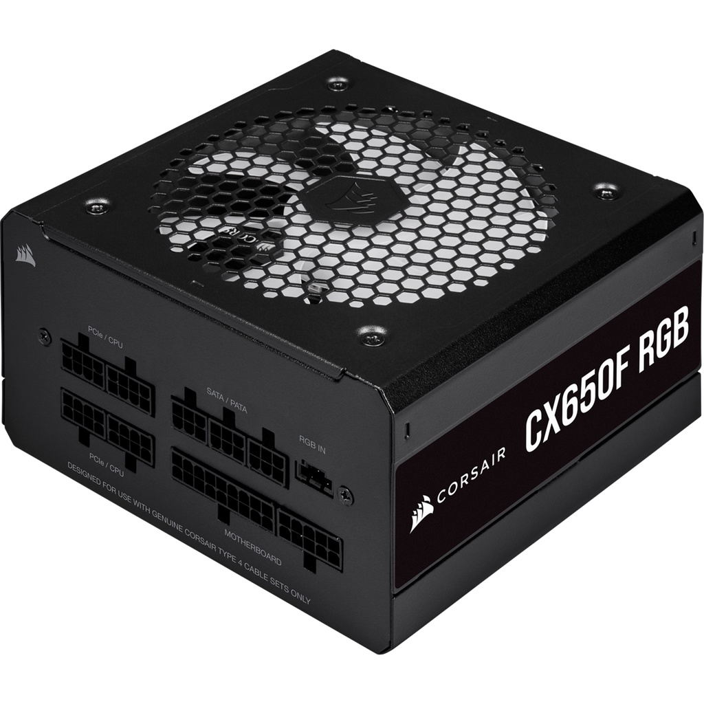 Corsair CX650f RGB 650 W 80 PLUS Bronze Certified Fully Modullar PSU - Power Supply