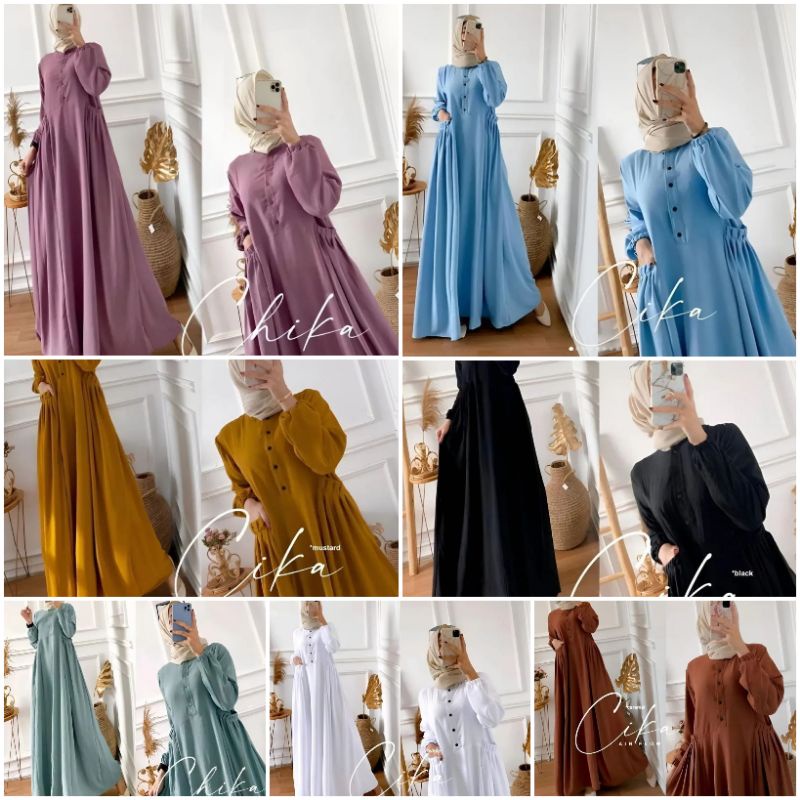 LONGDRESS GAMIS HITAM PALING DI CARI/sherina maxi dress/gamis rasa butik/baju hijabbers