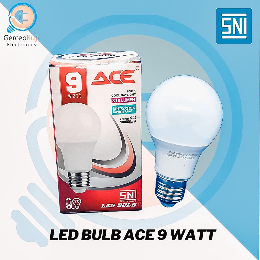 Lampu LED Bulb ACE Putih 9W / 9Watt Putih Garansi E27