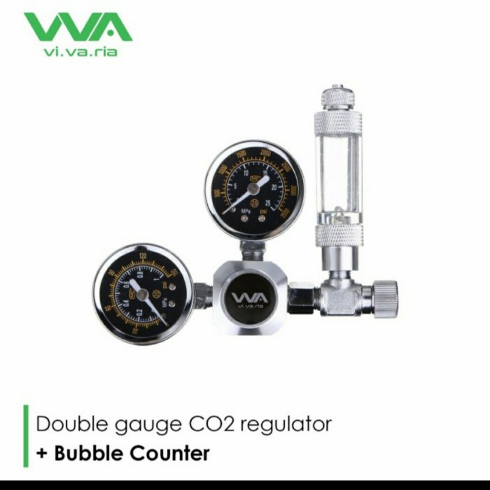 Vivaria Co2 Regulator double gauge with bubble counter