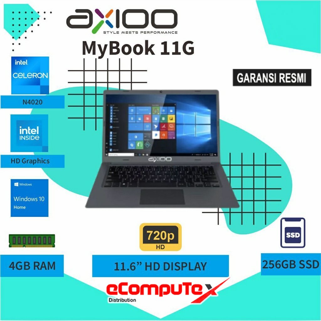 NOTEBOOK AXIOO MYBOOK 11G N4020 / N 4020 RAM 4GB 256GB SSD 11.6 INCH - GARANSI RESMI
