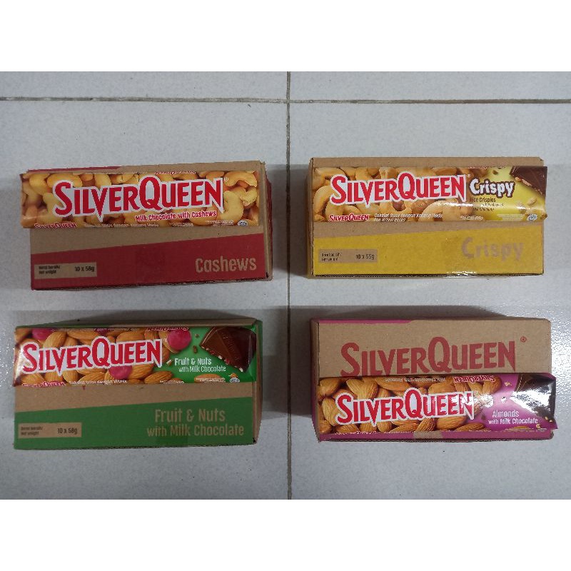 

Silverqueen Chocolate Cashews/Almond/Crispy/Fruits 1 box isi 10 × 55 gr